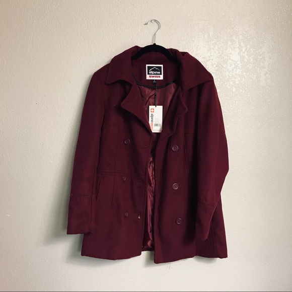 NWT Alpine Swiss Burgundy Trench Coat (Medium) - Picture 1 of 8